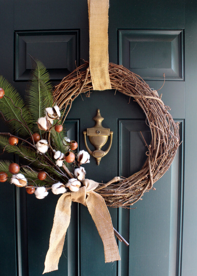 How to Make an Autumn Wreath with Cotton & Berries